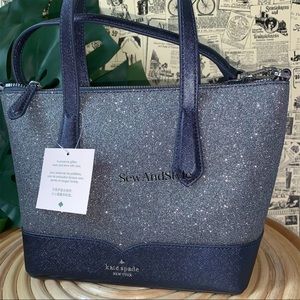 NWT Kate Spade Lola Glitter Satchel Crossbody Navy